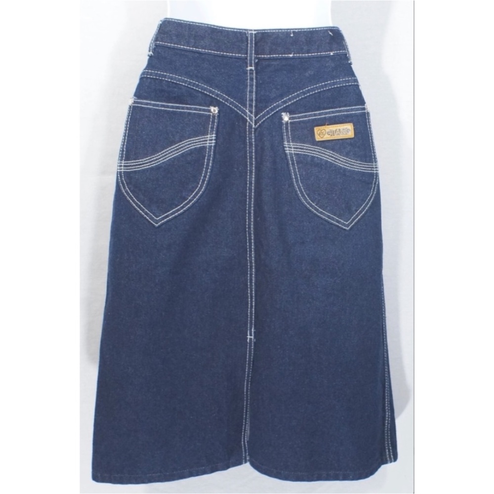 Vintage 1970's Gitano Jean Skirt,   High Waist with back slit ,  size 6